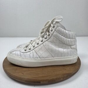 Jimmy Choo Shoes Mens Size 8 White Croc Embossed Leather High Top Sneakers